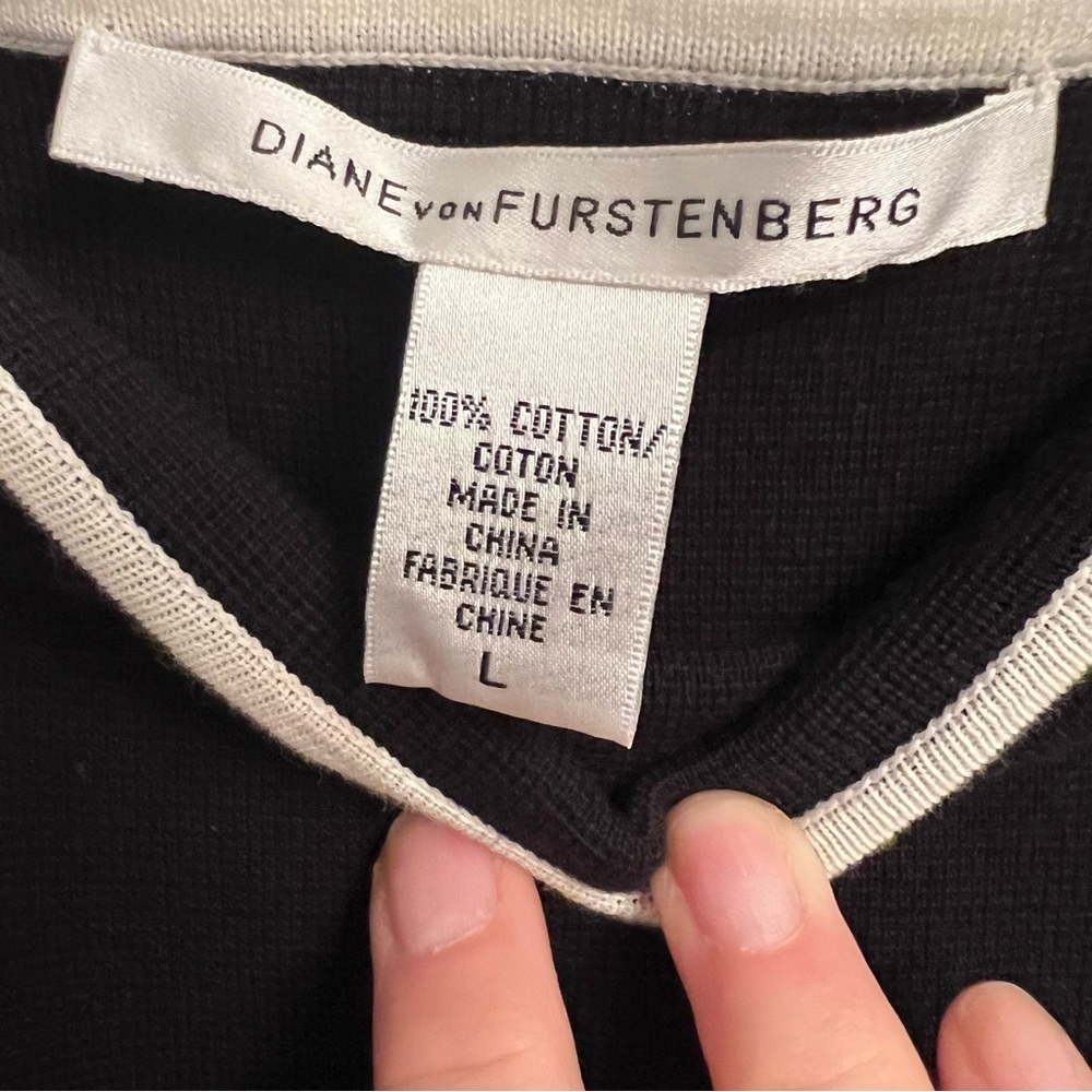 Diane Von Furstenberg Vintage 90’s Y2K Black White Knit Bodycon Dress Large NWT - Picture 3 of 6